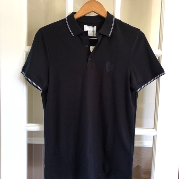 INIMIGO- Men’s Classic print heart jersey polo - Picture 1 of 9